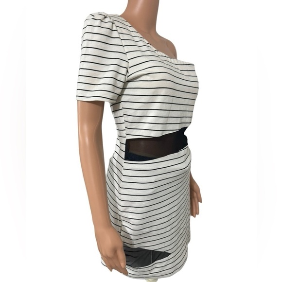 Gianni Bini Mesh One Shoulder Striped Mini Dress - Picture 5 of 13